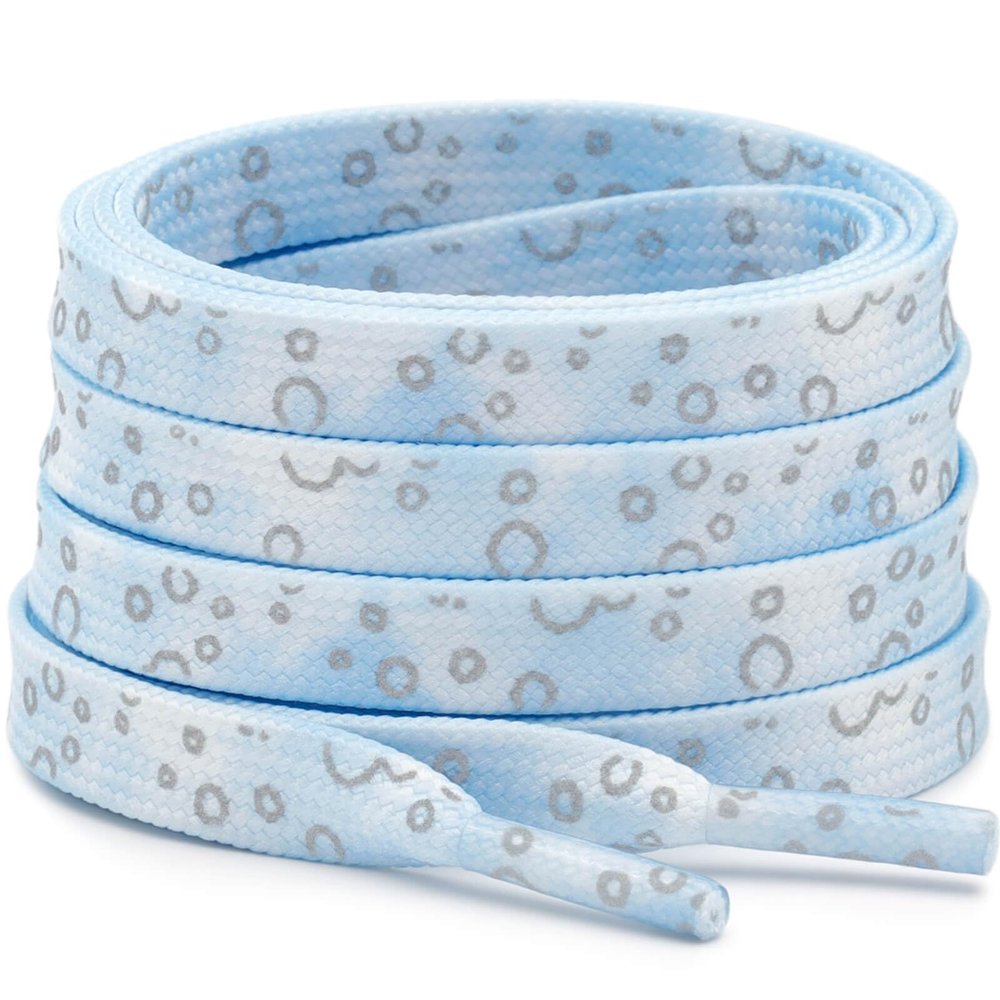 DELELE 2 Pairs Reflective Shoelace Flat Dot Light Blue Safety Laces for Shoes Sneakers Boots 63 inch