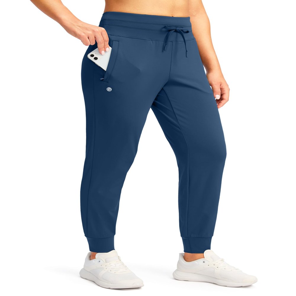 G Gradual Women's Joggers Pants with Zipper Pockets High Waisted Sweatpants Athletic Tapered Pants for Women Lounge Workout(Blue,M)
