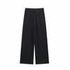 Women's Two Piece Sets Wrinkle Open Collar Suit Coat Top for Elastic Waist Wide Leg Pants Pant-1 M view 1