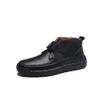 Men's Casual Leather Boots Adjustable Strap Buckle Slip-On High Top Sneakers Boots Fashion Handmade Lightweight Comfortable Black 6.5 US view 1