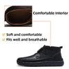 Men's Casual Leather Boots Adjustable Strap Buckle Slip-On High Top Sneakers Boots Fashion Handmade Lightweight Comfortable Black 6.5 US view 2