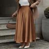 BTFBM Satin Skirts for Women Spring Fashion 2026 Elegant Flowy A-Line Cocktail Formal Silk Maxi Skirt Night Out Outfits(Coffee, Medium) view 4