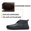 Men's Casual Leather Boots Adjustable Strap Buckle Slip-On High Top Sneakers Boots Fashion Handmade Lightweight Comfortable Grey 11.5 US view 3