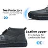 Men's Casual Leather Boots Adjustable Strap Buckle Slip-On High Top Sneakers Boots Fashion Handmade Lightweight Comfortable Grey 11.5 US view 4