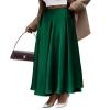 BTFBM Satin Skirts for Women Spring Fashion 2026 Elegant Flowy A-Line Cocktail Formal Silk Maxi Skirt Night Out Outfits(Dark Green, Medium) view 1