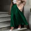 BTFBM Satin Skirts for Women Spring Fashion 2026 Elegant Flowy A-Line Cocktail Formal Silk Maxi Skirt Night Out Outfits(Dark Green, Medium) view 3