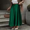 BTFBM Satin Skirts for Women Spring Fashion 2026 Elegant Flowy A-Line Cocktail Formal Silk Maxi Skirt Night Out Outfits(Dark Green, Medium) view 4