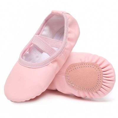 Danzcue Ballet Shoes for Girls Soft PU Leather Toddler Dance Slippers, Ideal Ballet Flats for Toddlers and Kids, Light Pink, 7M Toddler