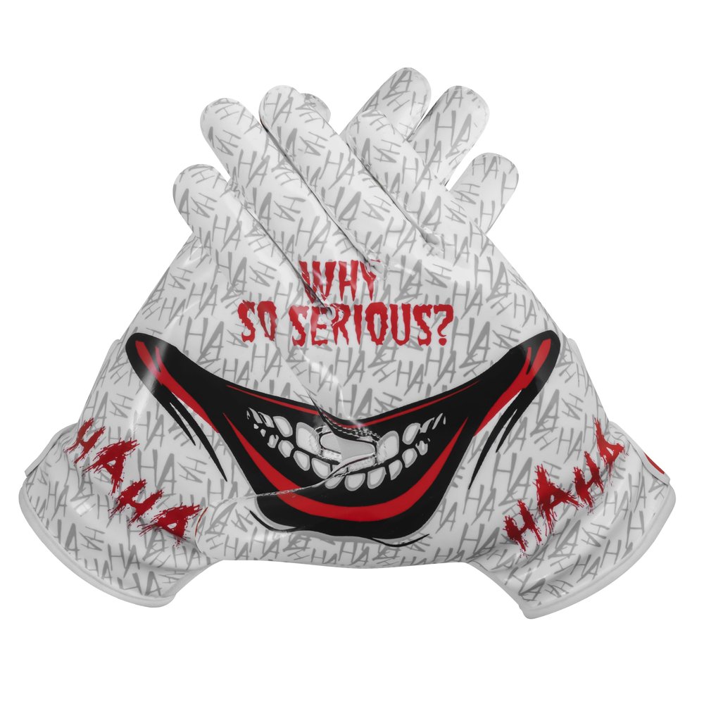 Exote Sports Youth Football Gloves American Reciever Villain Football Gloves for Adult Men Women and Boys with Super Sticky Silicone Grip Palms Ultimate Performance Boosters (White, Adult Large)