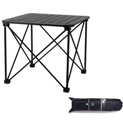 AoForce Camping Tables That Fold Up Lightweight with Carry Bag Aluminum Square Table Cross-Structure Design Foldable Table for Outdoor Picnic, Cooking(Black,52 * 52 * 46CM)