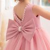 Flower Girl Dress Kids V-Back Puffy Tulle Satin Dress for Wedding Guest Formal Party Birthday Princess Pageant Prom Ball Gown view 3