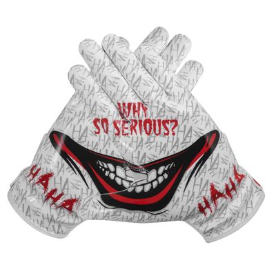 Exote Sports Youth Football Gloves American Reciever Villain Football Gloves for Adult Men Women and Boys with Super Sticky Silicone Grip Palms Ultimate Performance Boosters (White, Adult X-Large)