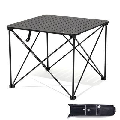 AoForce Camping Tables That Fold Up Lightweight with Carry Bag Aluminum Square Table Cross-Structure Design Foldable Table for Outdoor Picnic, Cooking(Black,69 * 69 * 56CM)