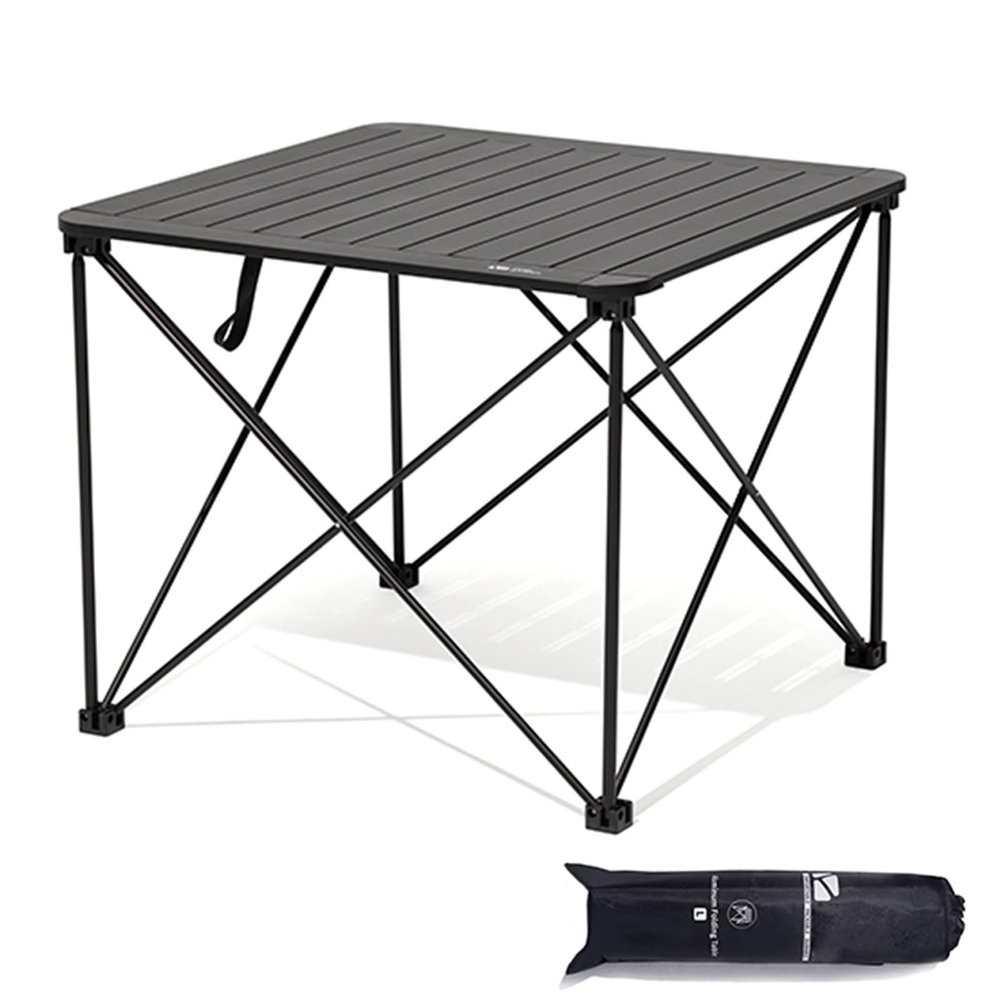 AoForce Camping Tables That Fold Up Lightweight with Carry Bag Aluminum Square Table Cross-Structure Design Foldable Table for Outdoor Picnic, Cooking(Black,69 * 69 * 56CM)