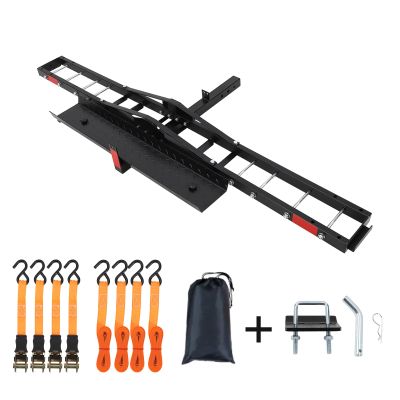 Motorcycle Hitch Carrier,Motorcycle Tow Hitch,500LBS Motorcycle Carrier Hitch Mount with Loading Ramp, Ratchet Straps, Dirt Bike Trailer, Heavy Duty Motorcycle Rack for Motorcycle,Bicycle,Scooter