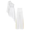 easyforever Women's Liturgical Praise Dance Tunic with Wide Leg Baggy Pants Set Church Worship Dancewear Ivory Small view 2