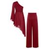 easyforever Women's Liturgical Praise Dance Tunic with Wide Leg Baggy Pants Set Church Worship Dancewear Burgundy Large view 2