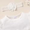 Baby Girl Dress Ruffle Sleeve Toddler Girl Dresses Infant Girls Long Sleeve Fall Winter Clothes Flower Tulle Dress with HeadbandWhite,12-18M view 3