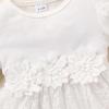 Baby Girl Dress Ruffle Sleeve Toddler Girl Dresses Infant Girls Long Sleeve Fall Winter Clothes Flower Tulle Dress with HeadbandWhite,12-18M view 4