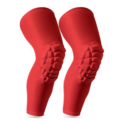 LUODITO Knee Pads Compression Leg Sleeve Wrestling Volleyball Football Knee Pads, Knee Compression Sleeve for Youth Adult, 1 pair of Knee Sleeves ((#1) Red-2pcs,Large)