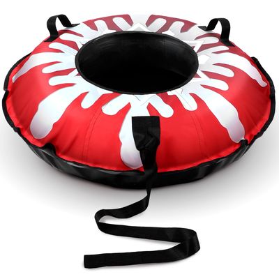 BBTO Snow Tubes for Sledding 43.3" Snowflake Heavy Duty Inflatable Snow Tube with Canvas Cover for Adults Winter Outdoor Fun Sled Toys Winter Gift for Women Men
