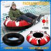 BBTO Snow Tubes for Sledding 43.3" Snowflake Heavy Duty Inflatable Snow Tube with Canvas Cover for Adults Winter Outdoor Fun Sled Toys Winter Gift for Women Men view 3