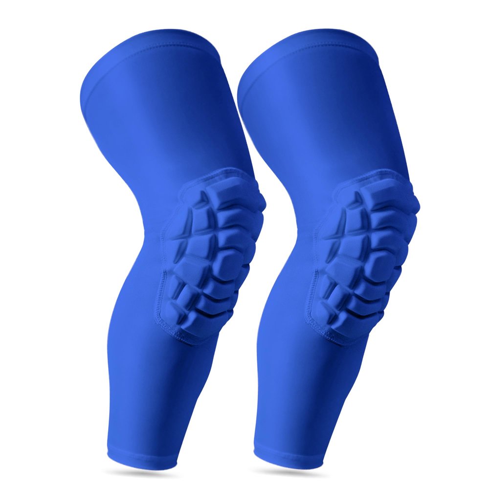 LUODITO Knee Pads Compression Leg Sleeve Wrestling Volleyball Football Knee Pads, Knee Compression Sleeve for Youth Adult, 1 pair of Knee Sleeves ((#1) Blue-2pcs,XLarge)
