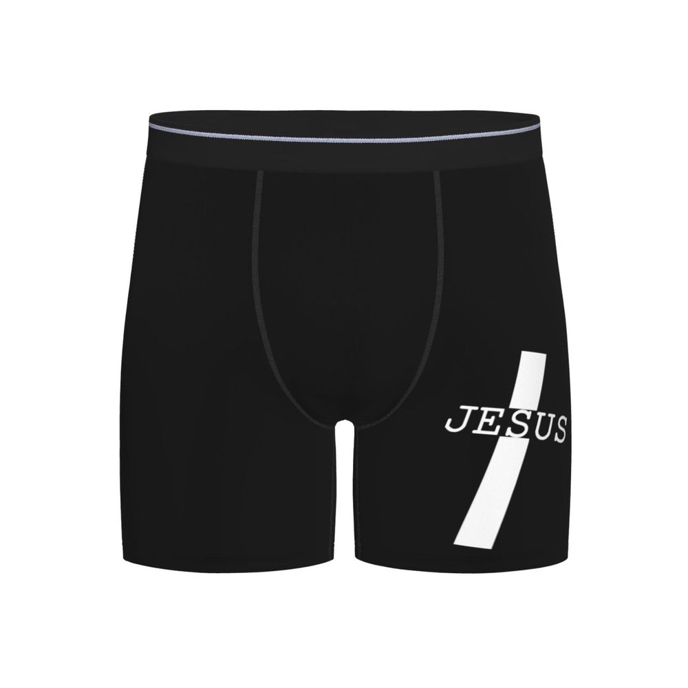AIZBEGDLU Christian Cross Religion Team Jesus Men's Briefs Soft Men's Boxer Briefs Black