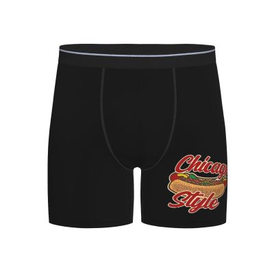 AIZBEGDLU Chicago Style Hot Dog Men's Briefs Soft Men's Boxer Briefs Black