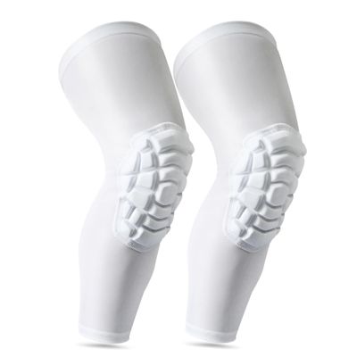LUODITO Knee Pads Compression Leg Sleeve Wrestling Volleyball Football Knee Pads, Knee Compression Sleeve for Youth Adult, 1 pair of Knee Sleeves ((#1) White-2pcs,Large)