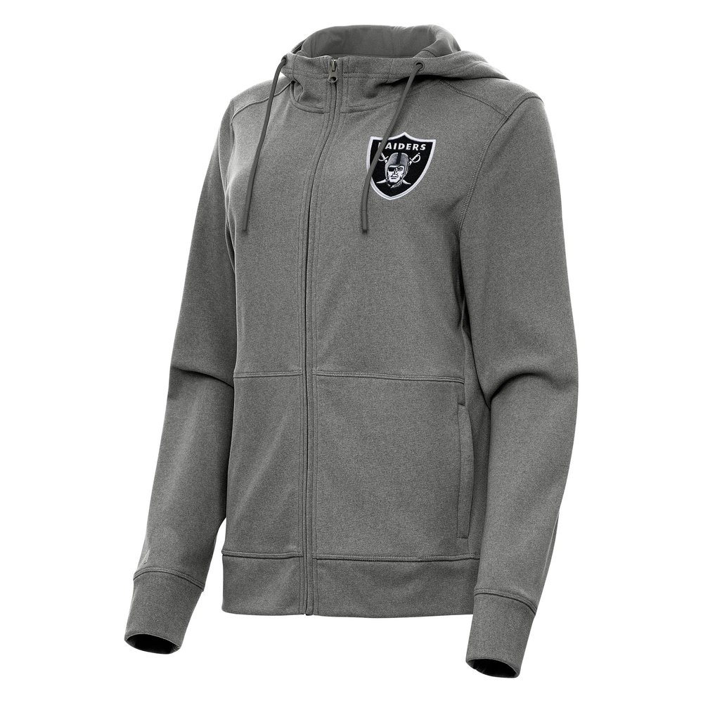 Antigua Women's Heather Charcoal Las Vegas Raiders Seeker Full-Zip Hoodie Jacket