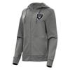 Antigua Women's Heather Charcoal Las Vegas Raiders Seeker Full-Zip Hoodie Jacket view 1