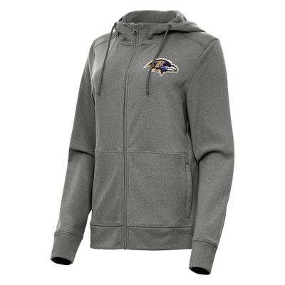 Antigua Women's Heather Charcoal Baltimore Ravens Seeker Full-Zip Hoodie Jacket