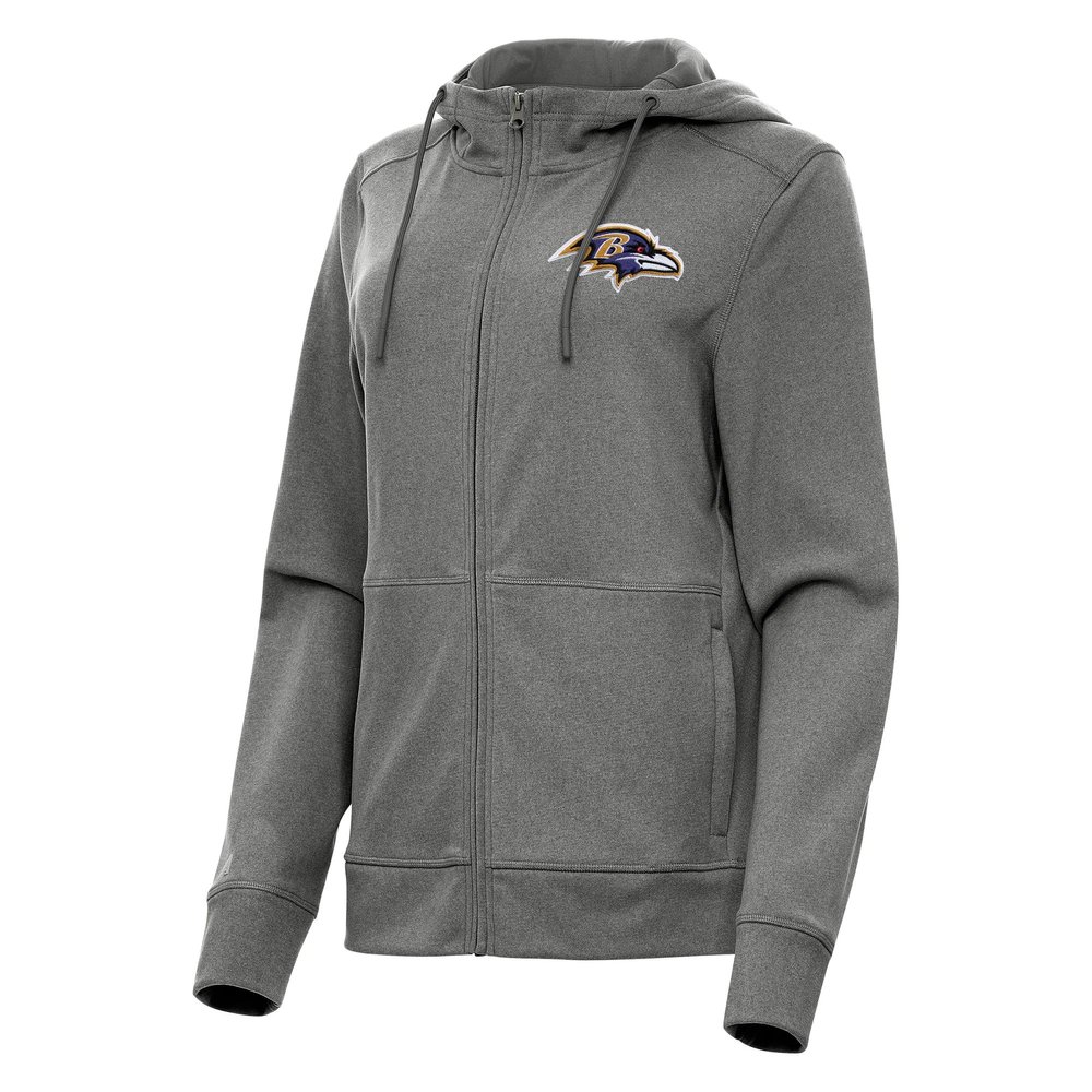Antigua Women's Heather Charcoal Baltimore Ravens Seeker Full-Zip Hoodie Jacket