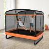 GLACER Toddler Trampoline, 6FT Indoor/Outdoor Rectangle Mini Trampoline with Swing & Safety Enclosure Net, Gift for Boys & Girls Ages 3+ (Orange) view 2