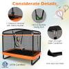 GLACER Toddler Trampoline, 6FT Indoor/Outdoor Rectangle Mini Trampoline with Swing & Safety Enclosure Net, Gift for Boys & Girls Ages 3+ (Orange) view 3