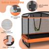 GLACER Toddler Trampoline, 6FT Indoor/Outdoor Rectangle Mini Trampoline with Swing & Safety Enclosure Net, Gift for Boys & Girls Ages 3+ (Orange) view 4