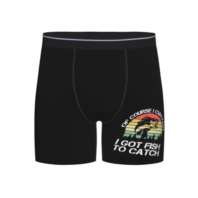 AIZBEGDLU of Course I Cum Fast I Got Fish to Catch Men's Briefs Soft Men's Boxer Briefs Black