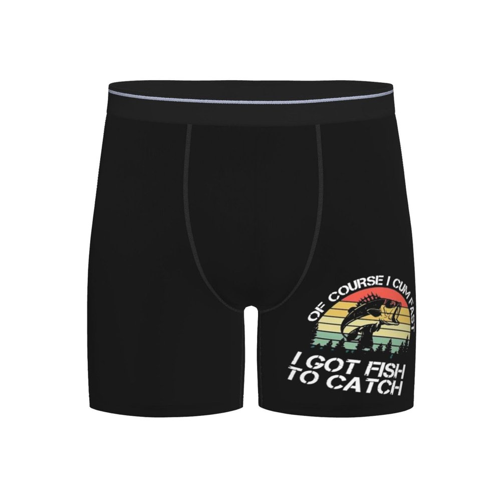 AIZBEGDLU of Course I Cum Fast I Got Fish to Catch Men's Briefs Soft Men's Boxer Briefs Black