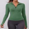LOMON Long Sleeve Workout Tops Women Yoga Running Gym Shirts Slim Crop Top Golf Shirt(Green,Medium) view 3