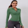LOMON Long Sleeve Workout Tops Women Yoga Running Gym Shirts Slim Crop Top Golf Shirt(Green,Medium) view 4