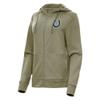 Antigua Women's Heather Olive Indianapolis Colts Seeker Full-Zip Hoodie Jacket view 1