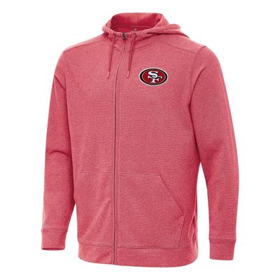 Antigua Men's Heather Scarlet San Francisco 49ers Effortless Full-Zip Hoodie