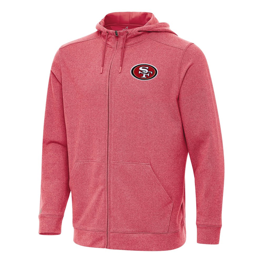 Antigua Men's Heather Scarlet San Francisco 49ers Effortless Full-Zip Hoodie
