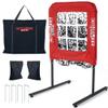 9 Hole Pitching Net with Strike Zone, Baseball Pitching Target, Softball Pitching Net, Portable Pitcher Training Equipment Height AdjustableRed view 1
