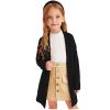 Long Open Front Cardigan for Kids Toddler Girls Solid Color Knitted Outwear Long Sleeve Thick Winter (Black, 6-7 Years) view 2
