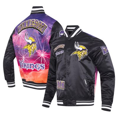 Pro Standard Men's Black Minnesota Vikings Sublimated Satin Full-Snap Jacket