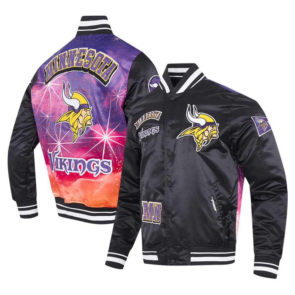 Pro Standard Men's Black Minnesota Vikings Sublimated Satin Full-Snap Jacket