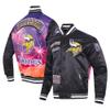 Pro Standard Men's Black Minnesota Vikings Sublimated Satin Full-Snap Jacket view 1
