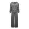 asntrgd Womens Sweatsuits 2 Piece Outfits Velvet Zip Up Hoodie Sweatshirt Wide Leg Sweatpants Winter Fall Lounge Sets view 3